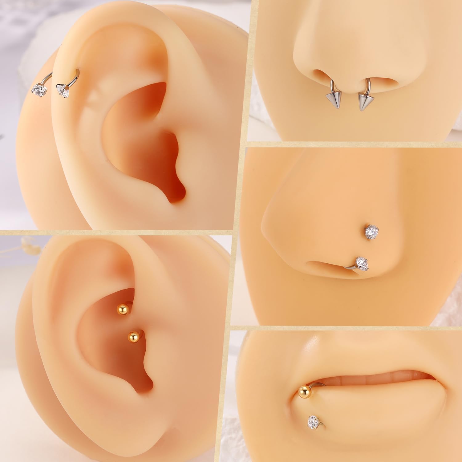 FUNLMO 2Pcs Nose Rings Hoops G23 Titanium Horseshoe Nose Ring 20G Nose Studs Septum Daith Tragus Helix Rook Conch Cartilage Eyebrow Lip Piercing Jewelry Internally Threaded Cubic Zirconia - Image 5
