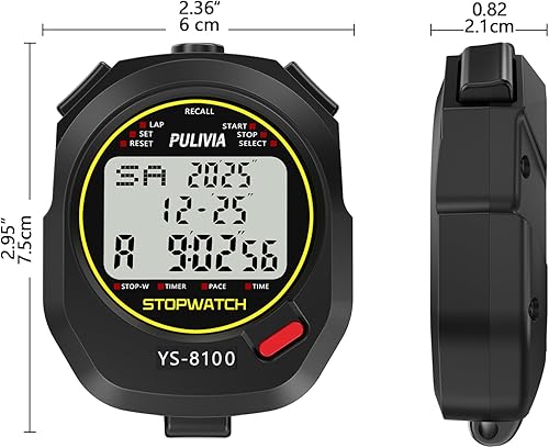 Miniatura 6 de Stopwatch Timer Lap Split Digital Stopwatch with Clock Calendar Alarm, Large Display Stop Watch for Sports Kids Coaches Swimming Running