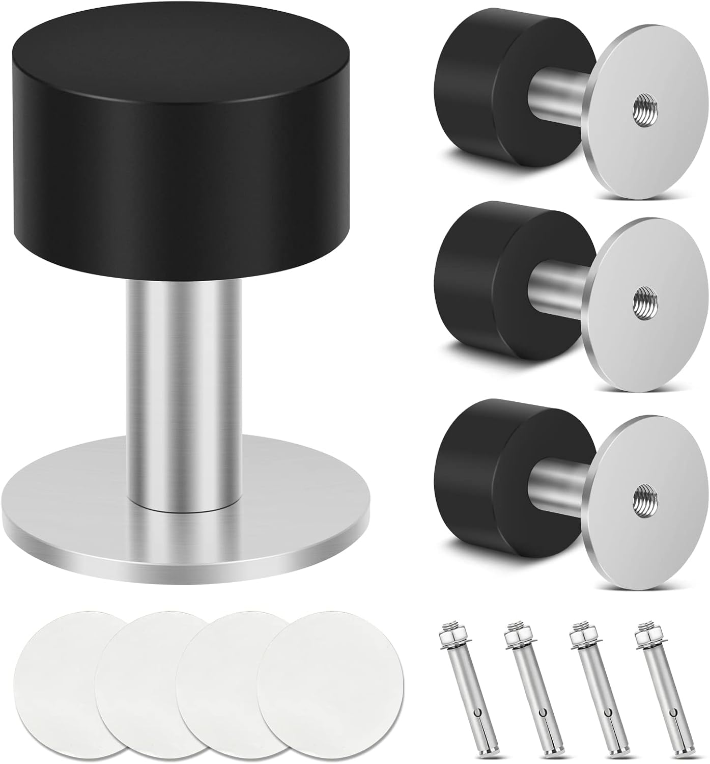 KOLAKO Black Door Stops, Floor Door Stoppers, No Drill