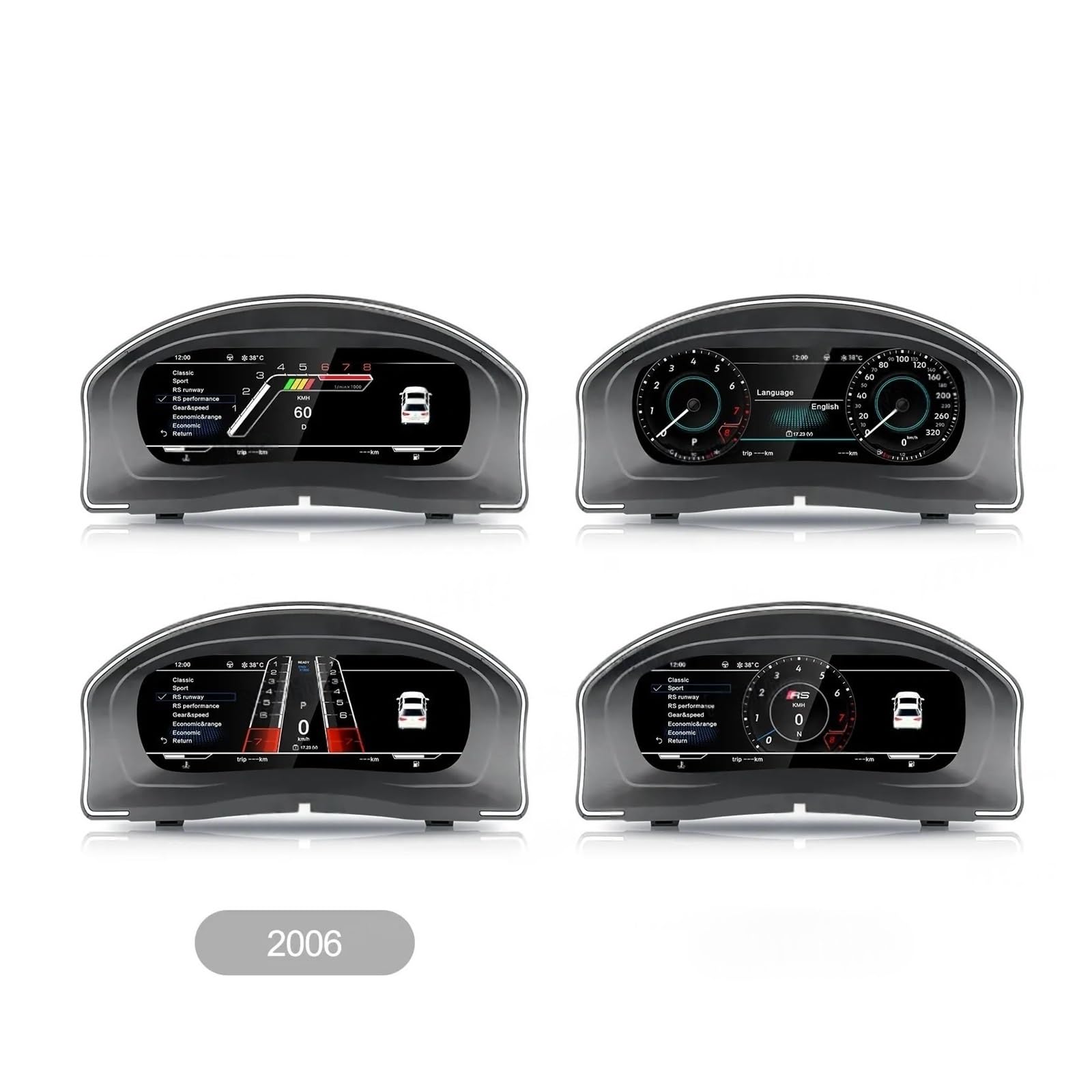 Cruscotto LCD da 10,25 pollici compatibile con VW Volkswagen Golf 5 2006 Car Digital Cluster Tachimetro automatico Monitor cabina di pilotaggio virtuale Nuovo aggiornamento