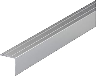 ufitec® Alu Winkelprofil 30x20 mm mit Rillen selbstklebend, Treppen Kanten & Stufen Winkel Schutzprofil (30 x 20 mm | 195 cm Länge, Silber)