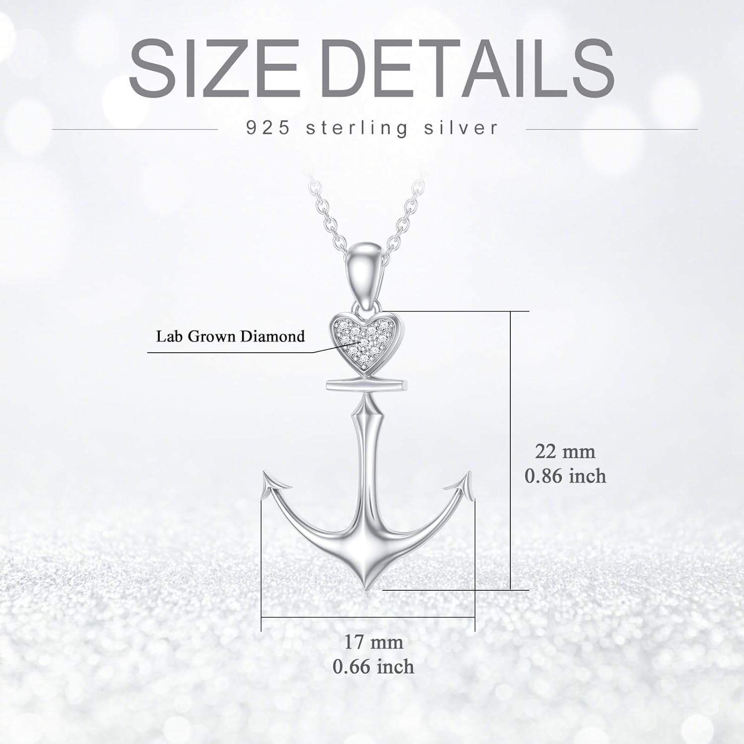 Diamond Anchor Necklace for Women 925 Sterling Silver Heart Anchor Pendant Necklace with Lab Grown Diamonds Jewelry Gifts for Mom Wife Girlfriend Daughter Sister Friend - Image 5