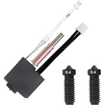 IdeaFormer Kobra 3 Hotend Kit with 2 Pieces Hardened Steel Nozzles 0.4 mm Heating Block Thermistor Hardened Steel Nozzle Extruder Hotend Kit for Anycubic Cobra 3/Cobra 3 Combo/Cobra 3 V2