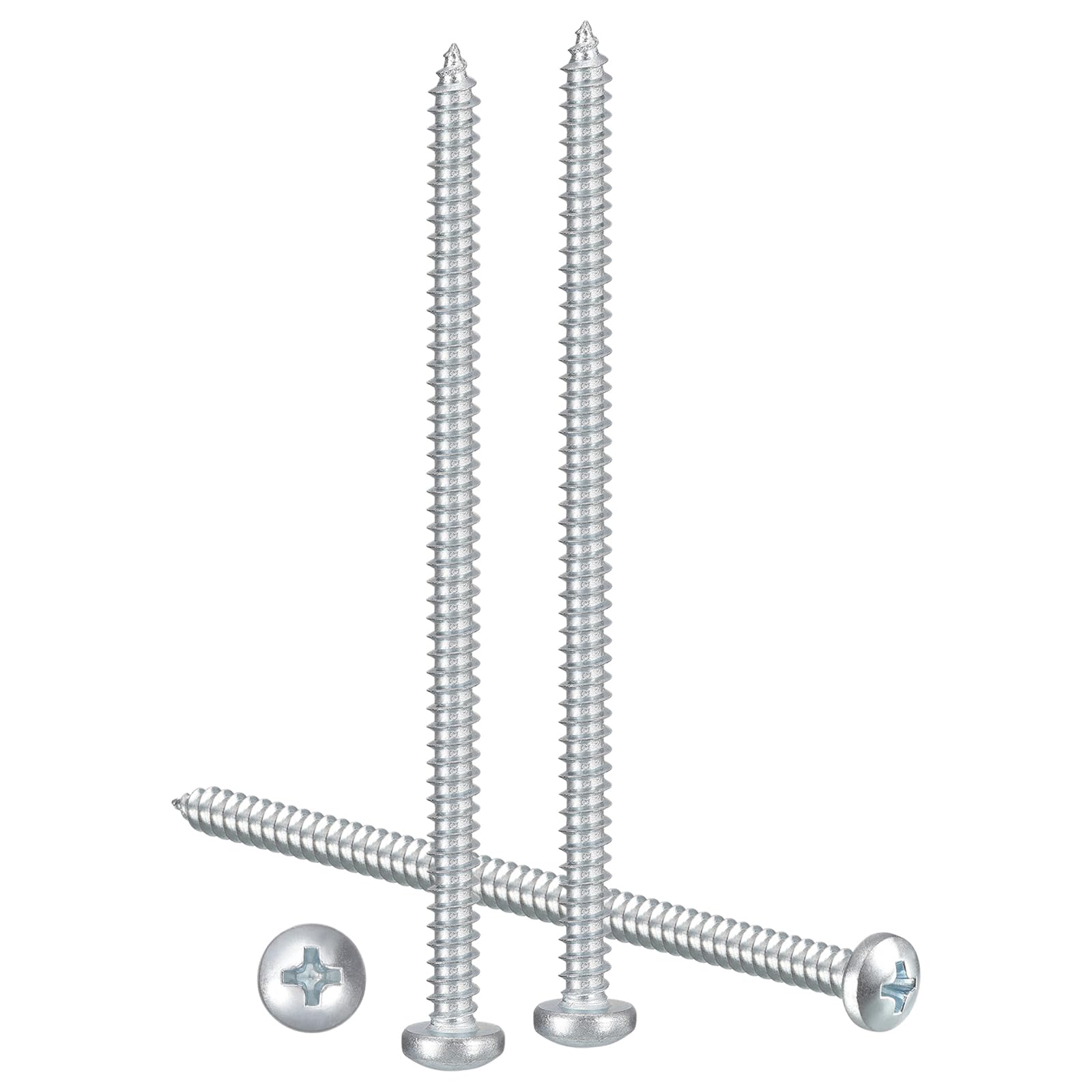 METALLIXITY Phillips Pan Head Self Tapping Screws(#10x4") 100Pcs, Carbon Steel Self Drilling Screw for Metal Wood Plastic, for Cabinet Wall Shutter Plate Rock Furniture, Silver โ image 1