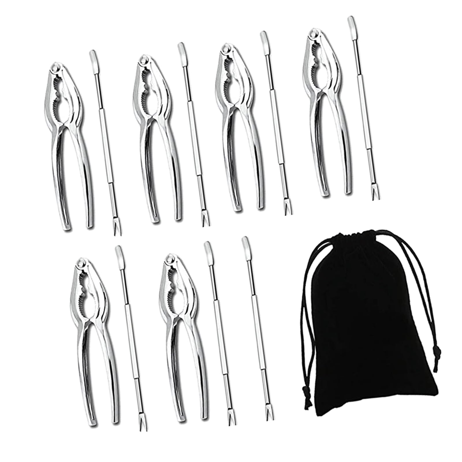 Kaeltsyn Alloy Seafood Crackers Tool Set with Storage Pouches for Crabs Lobsters Shellers Preparation Processing and Serving Seafood Tool