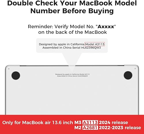 Miniatura 2 de iCasso Funda para MacBook Air de 13 pulgadas 2025 2024-2022 Release M4 A3240 M3 A3113 A2681 M2 con pantalla de retina líquida, carcasa de plástico