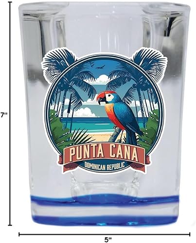 Miniatura 2 de R and R Imports Punta Cana República Dominicana Souvenir - Vaso de chupito cuadrado de 2.5 onzas, color azul