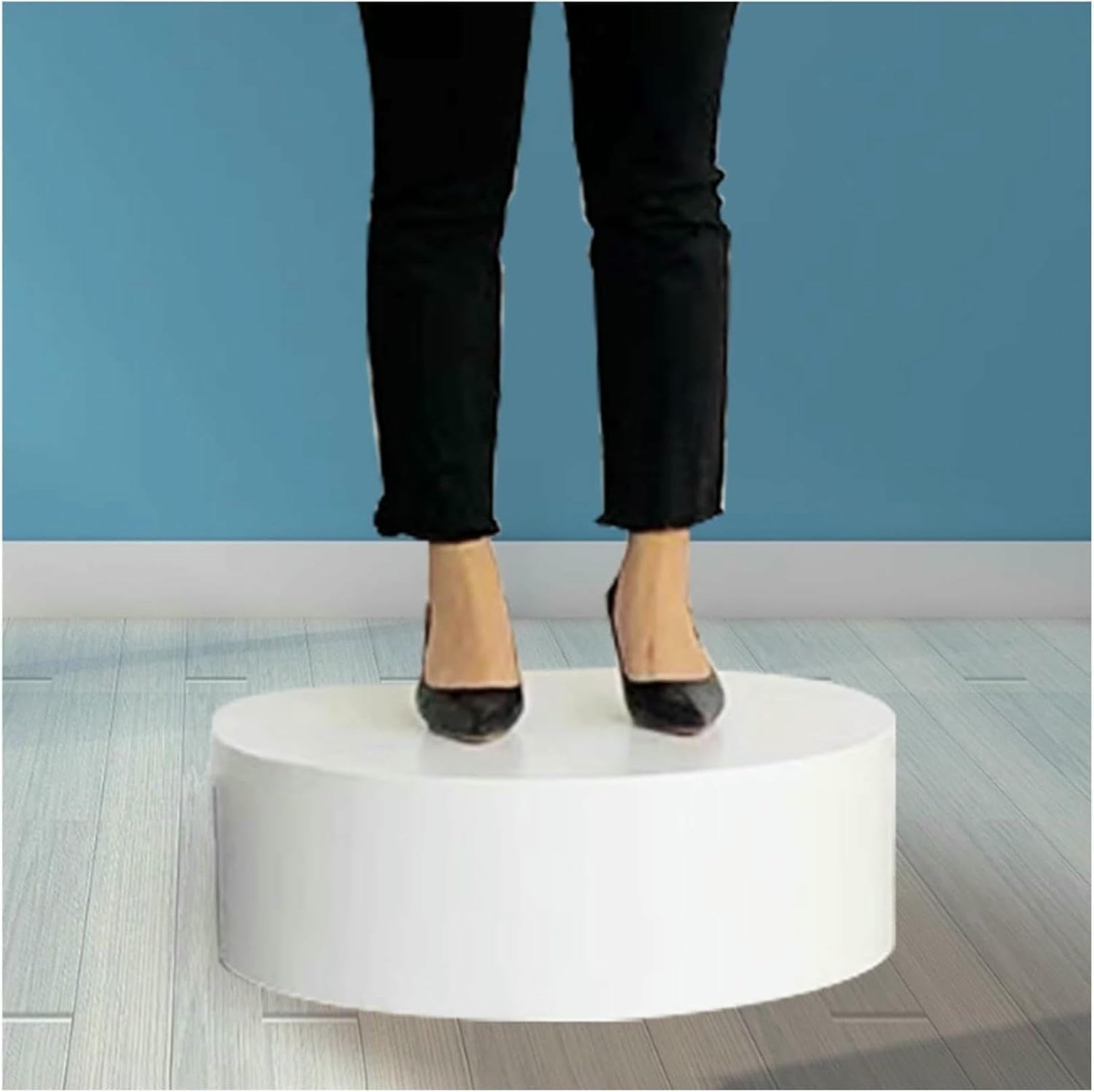 Présentoir rond pour mannequins et vitrines avec socle cylindrique