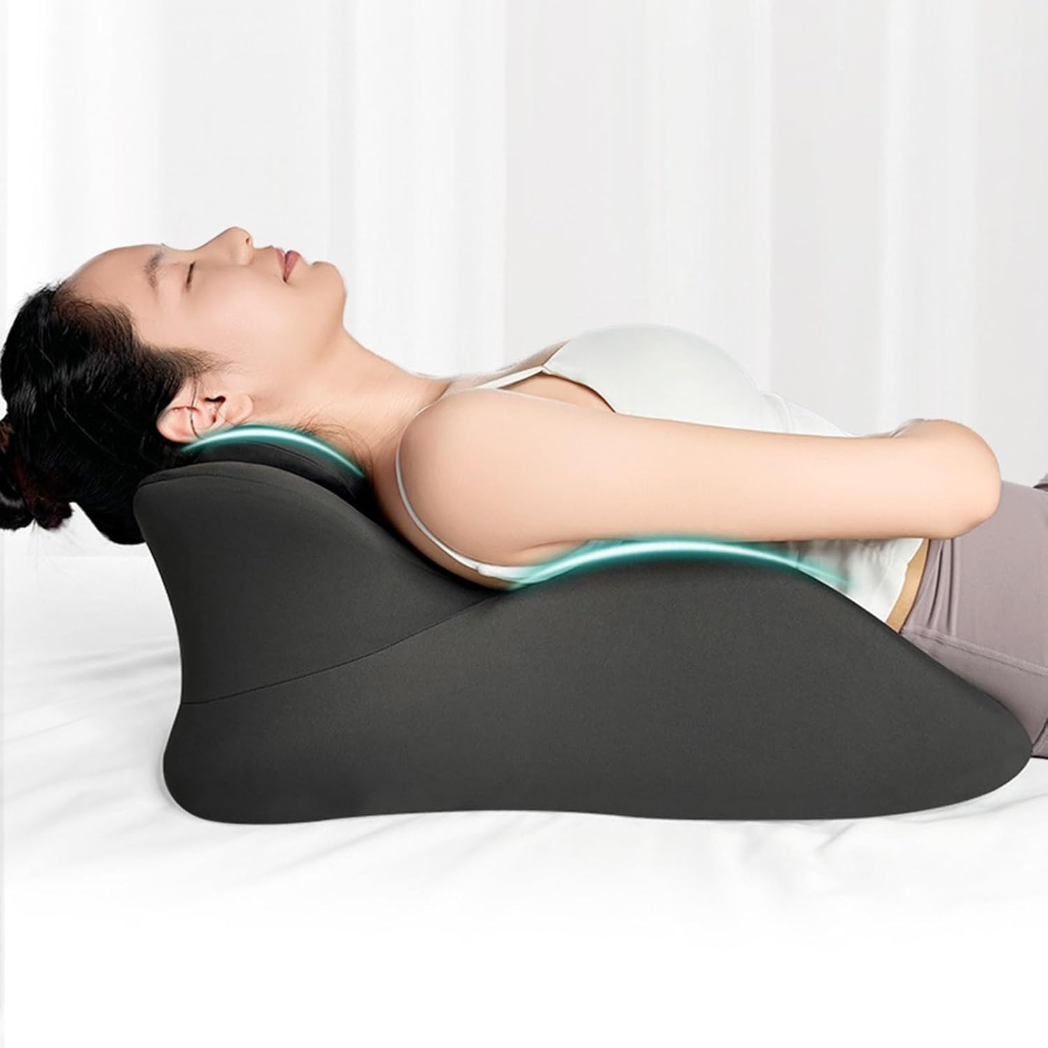 Glenmi Memory Foam Lumbar Support Pillow Ergonomic Streamline Back Support Pillow for Lower Back Pain Relief, Back Pillow for Car, Chair, Couch, Travel(Pink)