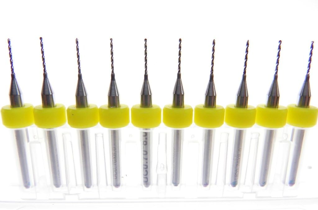 10 Pcs .70mm Tungsten Micro Drill Bits Japanese Made for CNC PCB Installation, Toy Making, Model Cars Trucks Planes Boats, Arts & Crafts, Woodworking, More.0.7mm 1/8" Shank