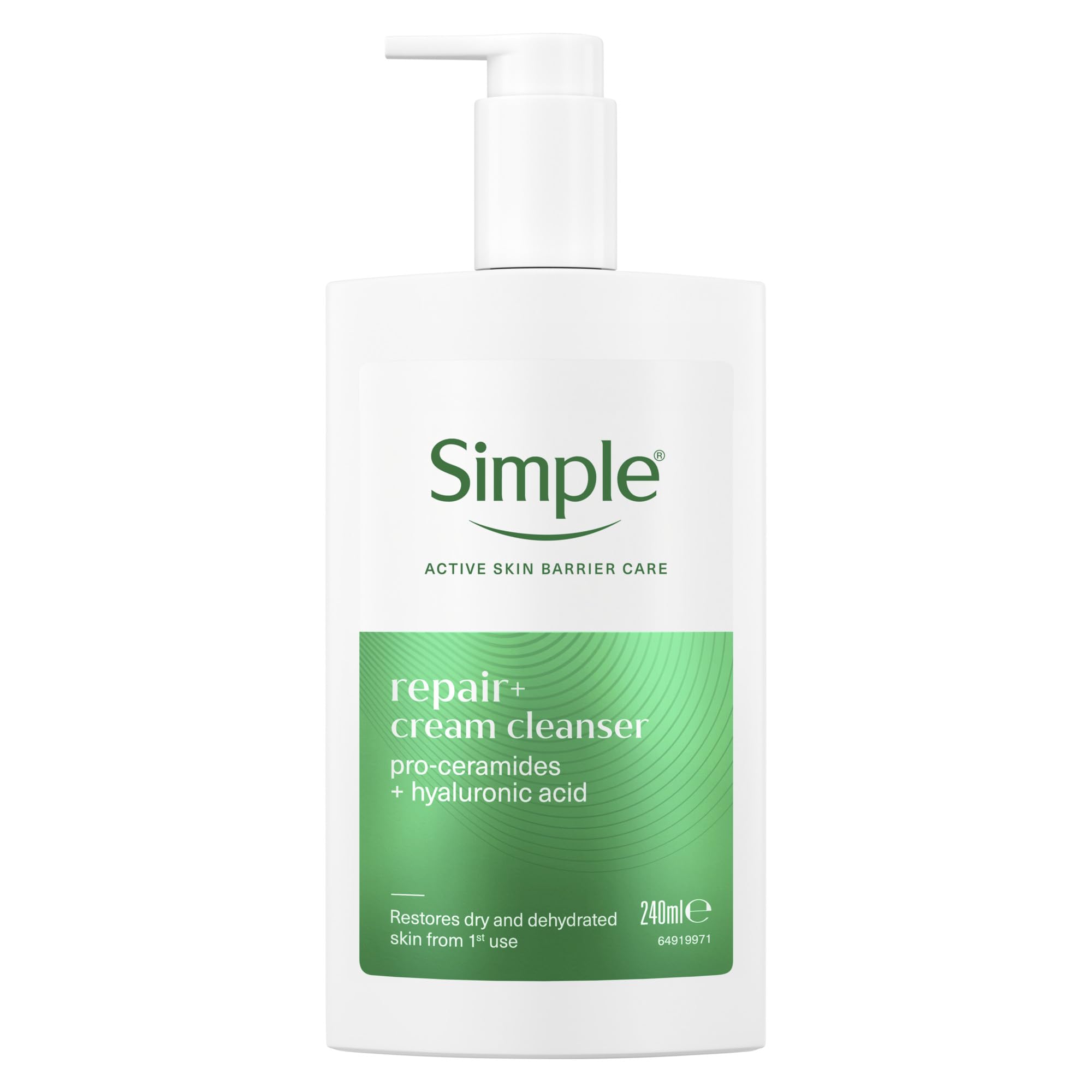 Simple Repair+ Cream Cleanser Soothing Hydrating Gentle Face Wash 240ml, 3 pack