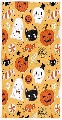 senya Toalla de mano de fantasma de calabaza de Halloween, toallas de lujo ultrasuaves para baño, 30 x 15 pulgadas