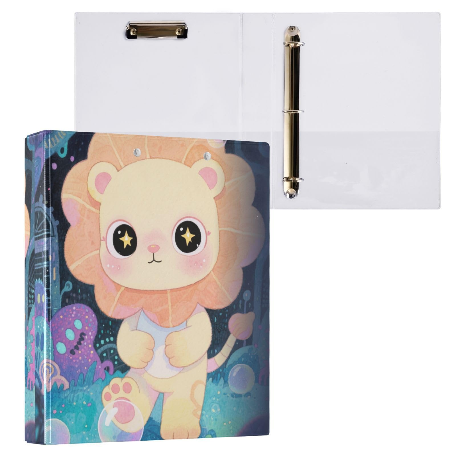 Reliures de 1 et 1/2 pouce pour l'école Illustration de lion de dessin animé mignon