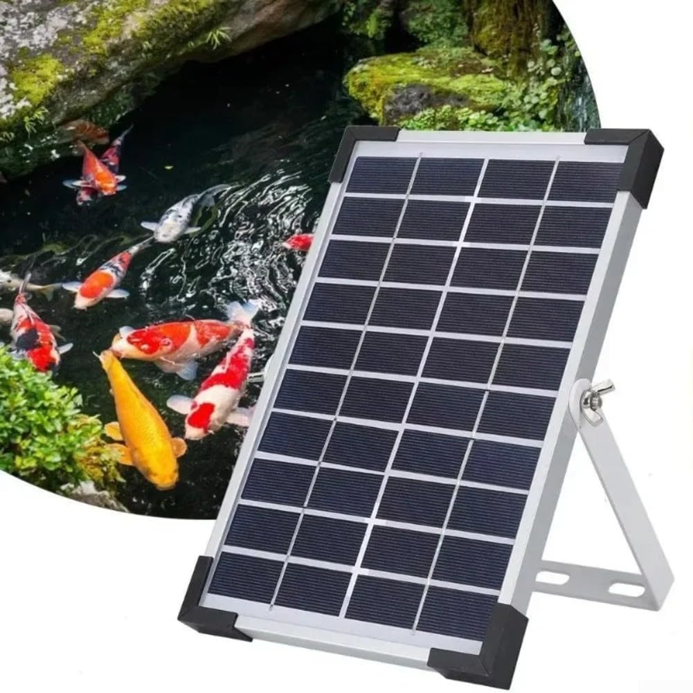 Solarbetriebener 5 W Solar-Sauerstoff-Luftsprudler für schnurlose Aquarien, mit zwei Ausgängen für Koiteich, Garten, Wasserspiel, Outdoor, Aquarium, Bubbler