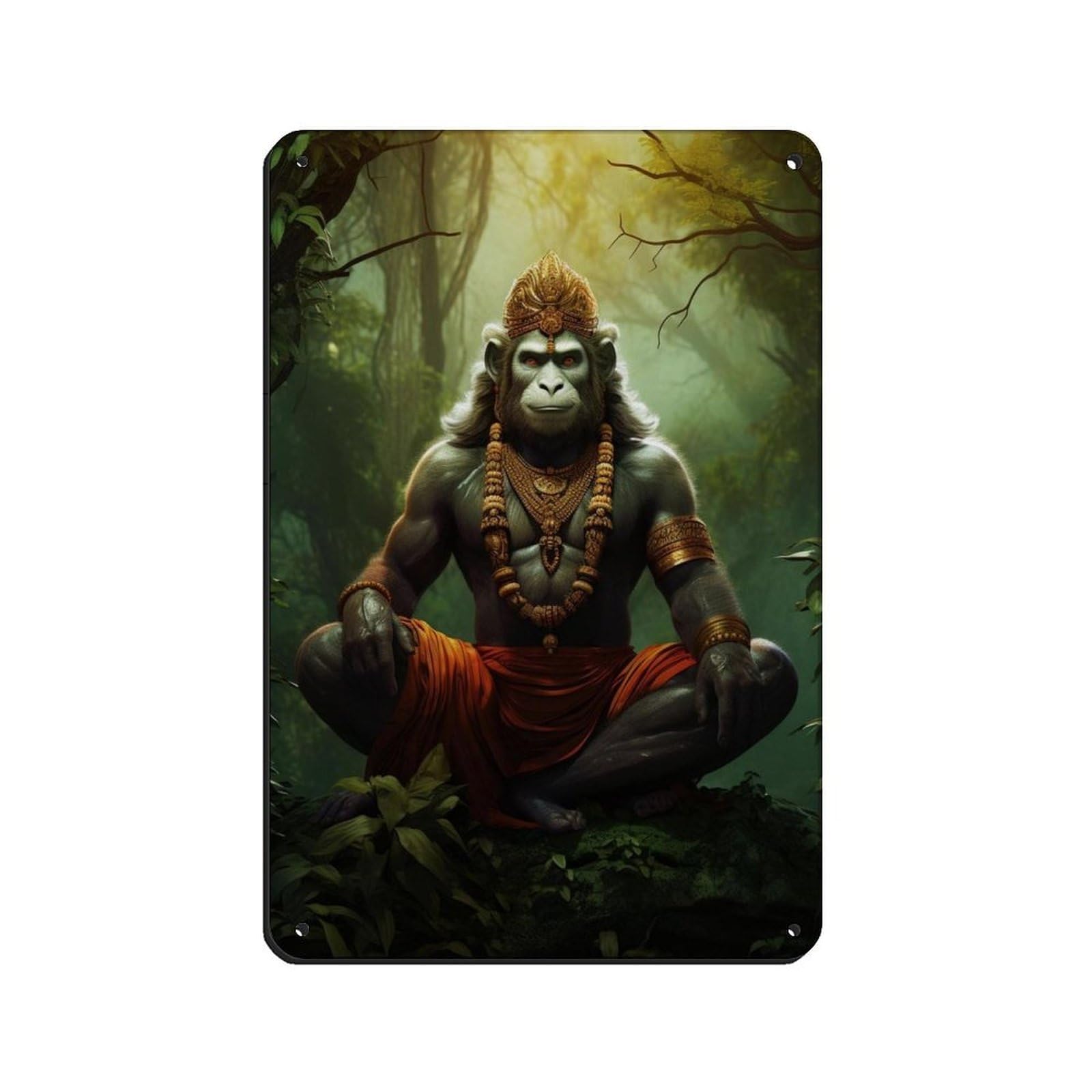 Hanuman Art-Hindu Art Tin Sign Vintage Metal Pub Club Cafe Bar Home Wall Art Decoration Poster Retro 8x12inch(20x30cm)