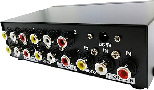 Miniatura 7 de QiCheng&LYS Caja divisor RCA de 4 vías 3 alimentada, 1 en 4 salidas, duplicador de distribución de audio de video compuesto con adaptador de