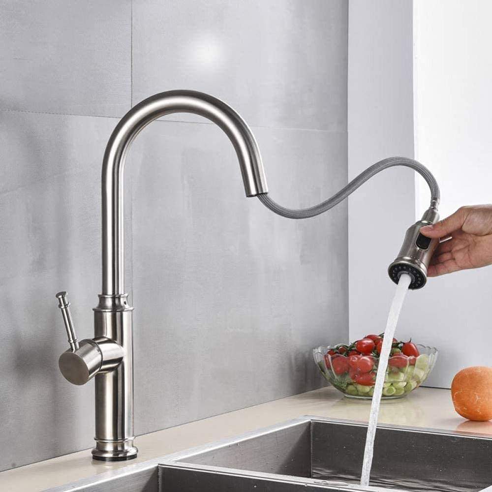 Robinet de cuisine à capteur en nickel brossé avec douchette extractible