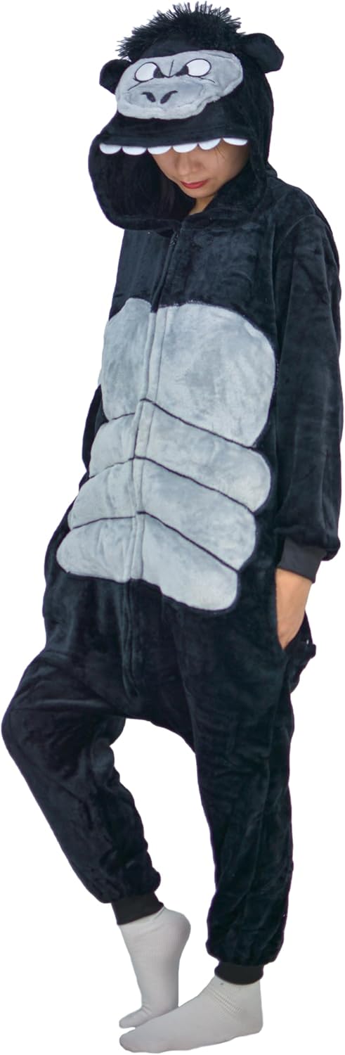 Adult Onesie Gorilla Onesie Costume Animal One Piece Pajamas Halloween Homewear Jumpsuit Unisex Sleepwear - Image 3
