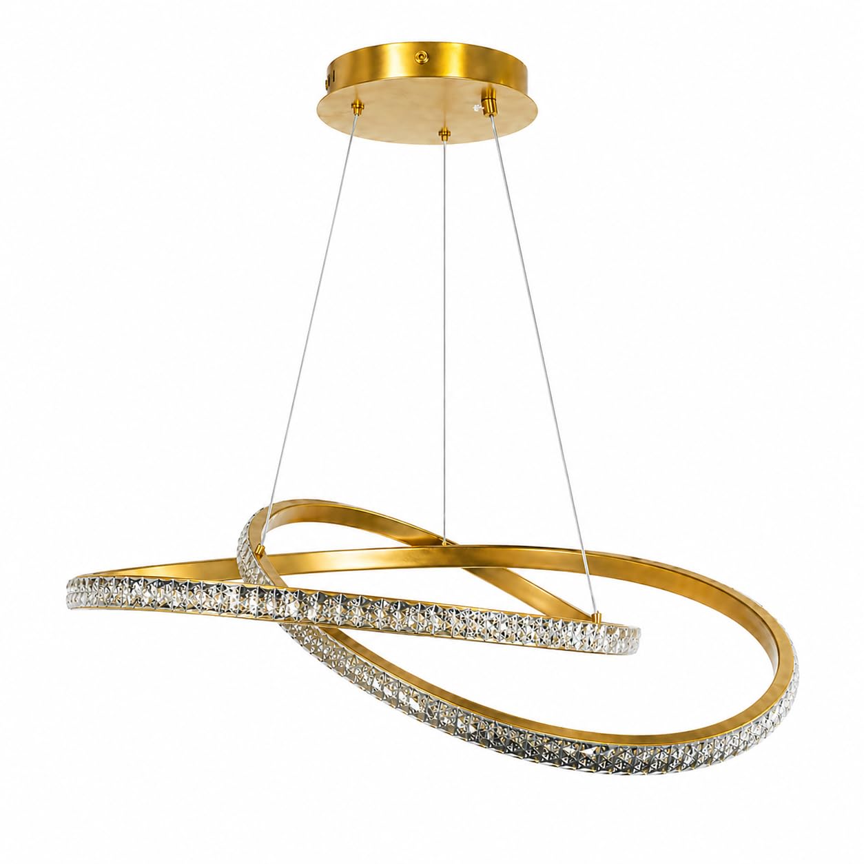 Moderne LED Deckenleuchte Gold Dimmbar Fernbedienung, 72W 7500lm Hängelampe Ringe Pendelleuchte Wohnzimmer Schlafzimmer Esszimmer, Kristall Kronleuchter CCT Lichtfarbe Memory-Funktion