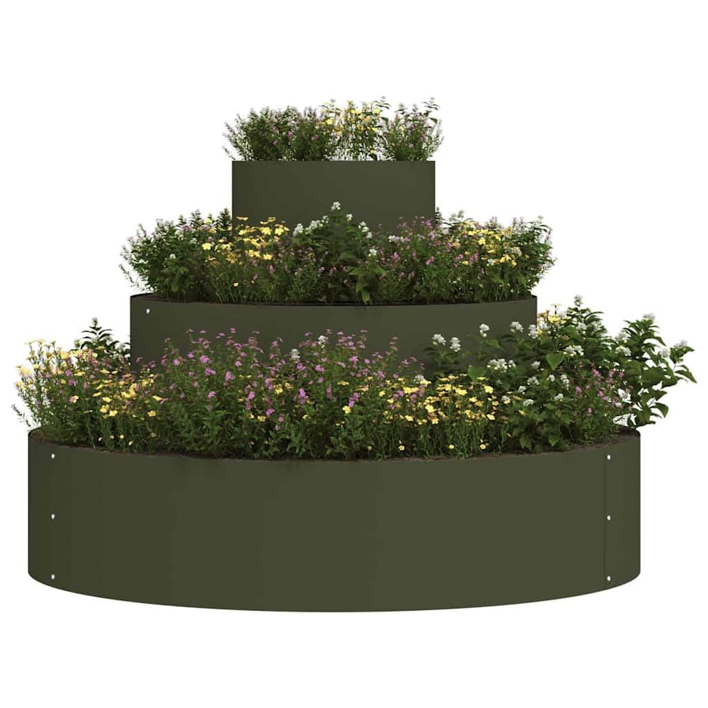 Vidaxl Garden Planter Olive Green 90 X 90 X 20 Cm Cold-Rolled Steel