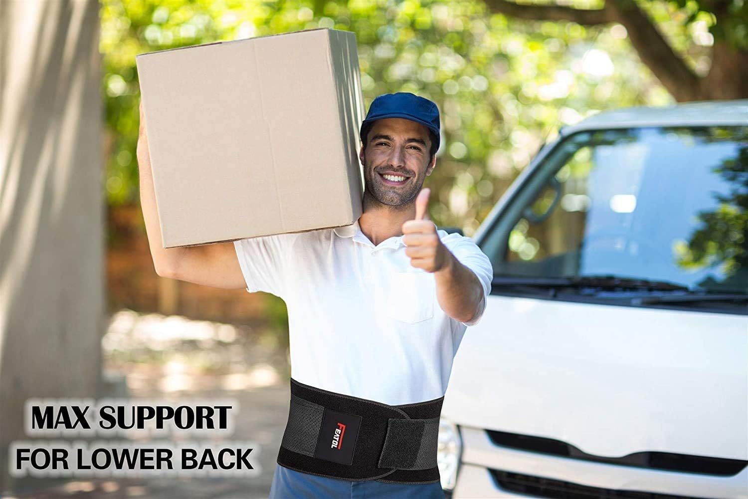 FEATOL Back Brace Support Belt-Lumbar Support Back Brace for Lifting,Back Pain, Sciatica, Scoliosis, Herniated Disc Adjustable Support Straps-Lower Back Brace with Removable Lumbar Pad for Men & Women : Health & Household