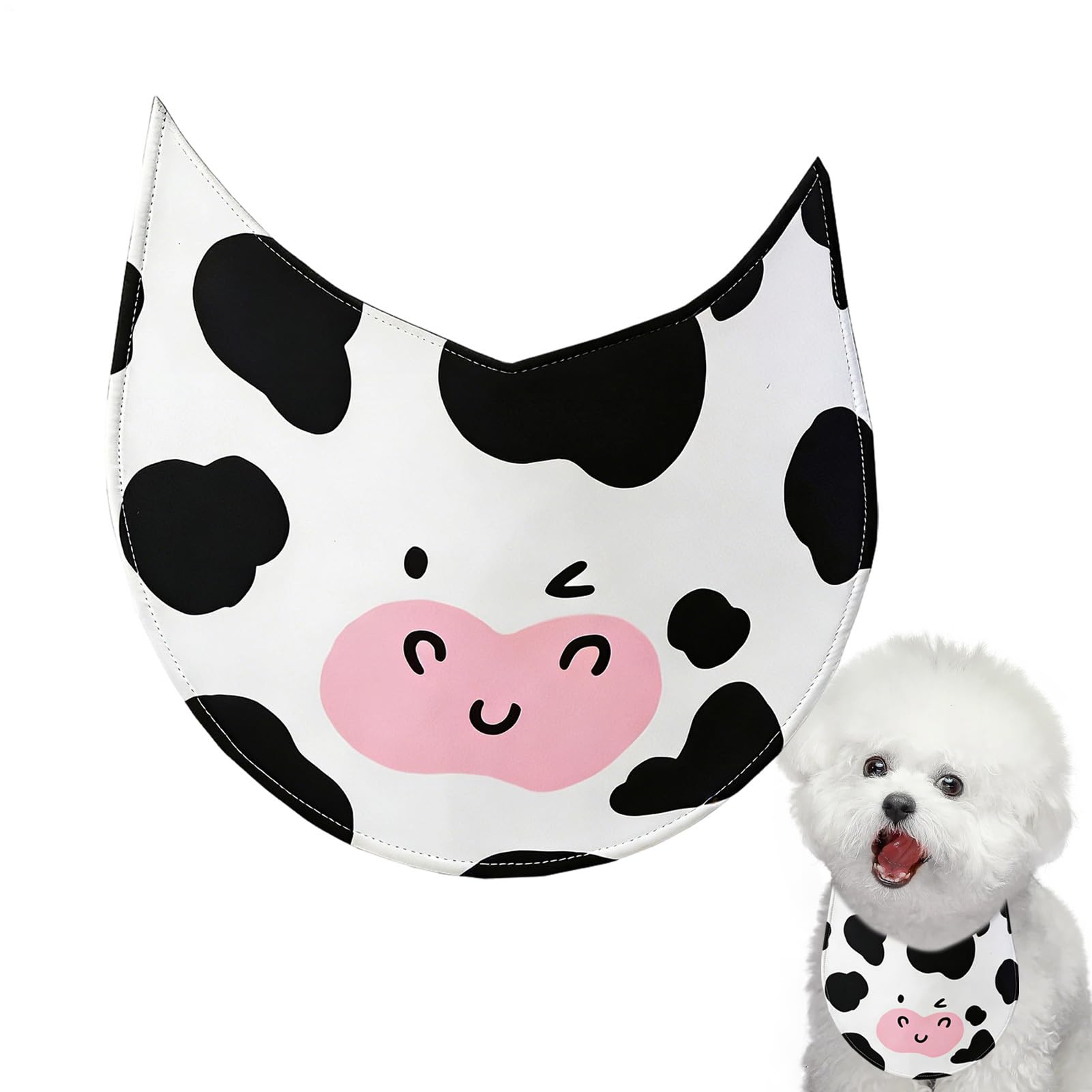 Dog Bandana Adjustable Waterproof Bib with Cow Pattern