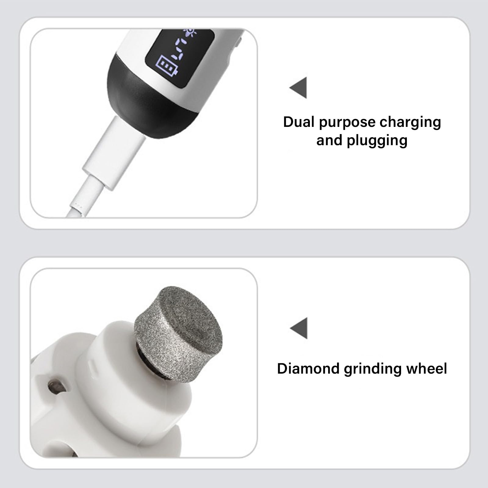 Smerigliatrice per unghie con doppia luce e display LCD per la cura precisa delle unghie rifilatura a casa lima per unghie a basso rumore per animali domestici