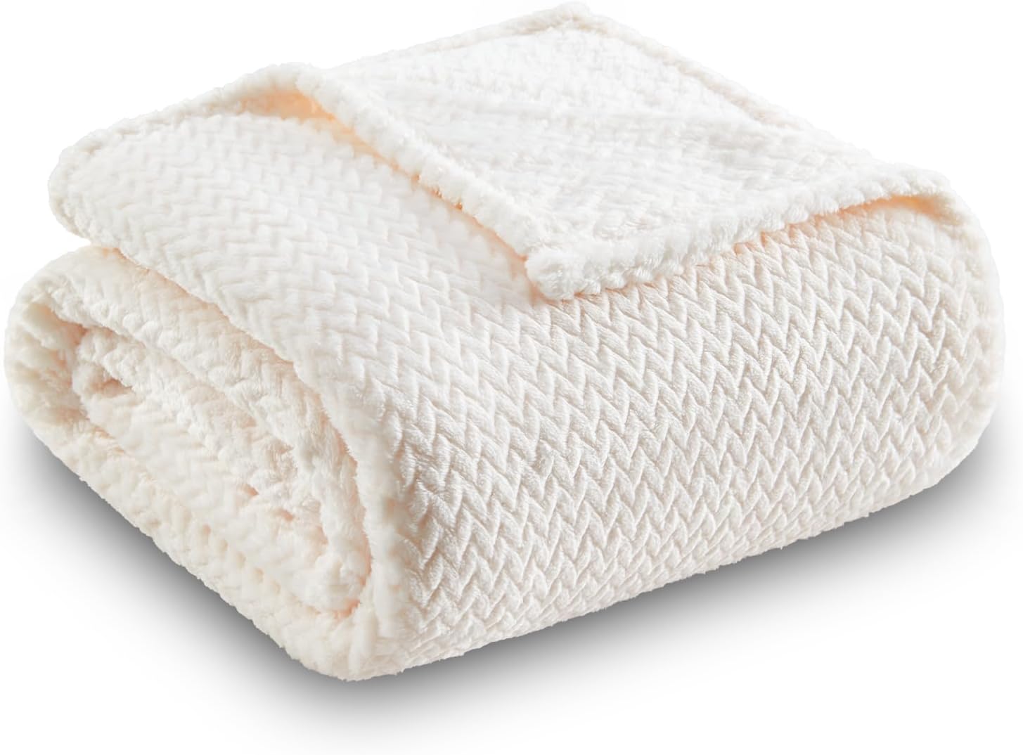 NEWCOSPLAY Super Soft Throw Blanket Ivory Premium Silky Flannel Fleece Leaves Pattern Lightweight Bed Blanket All Season Use (Ivory, Throw(50"x60")) - Image 9