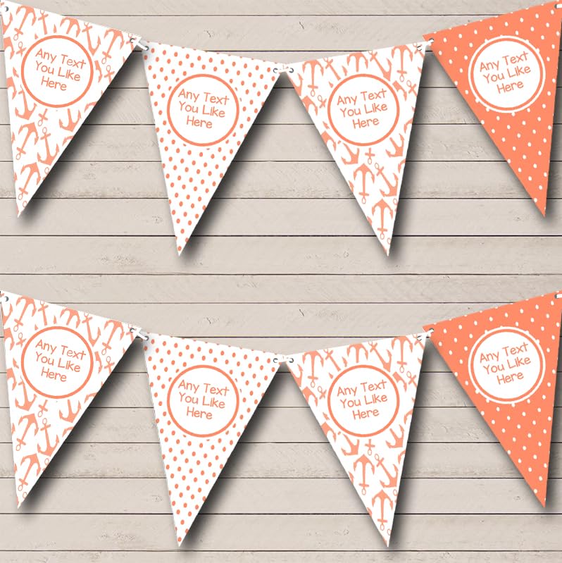 Fingerprint Designs Sailing Nautical Beach Seaside Coral Personalised Birthday Party Bunting - Hanging Party Decoration - Birthday Party Banner Garland | Decorative Party Supplies