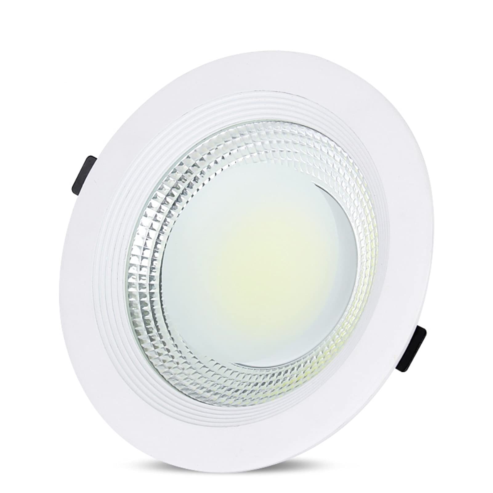 Popertr 30W High Power LED Recessed Spotlight White Round Wide Voltage AC85-265V LED Recessed Downlight Anti-glare COB Downlight Recessed Ceiling Panel Light 160-180mm Mounting Aperture