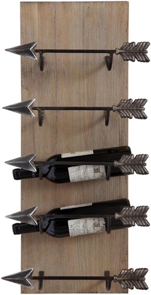 LUNEZY Vintage Wine Rack Wall Holder Metal for 5 Bottles Free Standing | LOFT Wood Wall Shelf Storage Rack Wall-Mounted | Cube Wine Cabinet Bottle Holder| Wall Decoration Design
