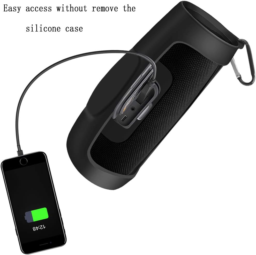 Silicone Case Cover for JBL Charge 4 Portable Waterproof Wireless Bluetooth Speaker, Travel Gel Soft Skin,Waterproof Rubber Carrying Pouch with Strap (Black) - Image 5
