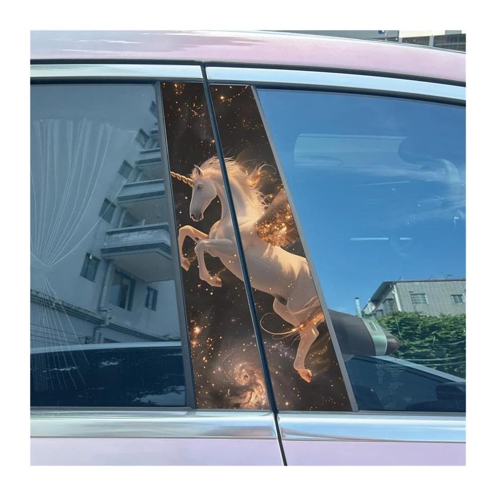Body Parts 2pcs Drop Pegasus Unicorn Auto B-Pillar Stickers Car Center Column Decoration Decals(E)