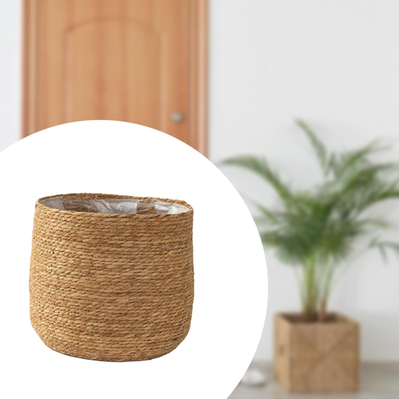 Milageto Cesta Tejida para macetas, Maceta rústica de Gran Capacidad, Organizador práctico, Cesta de Flores, contenedor para Dormitorio, Interior y Exterior