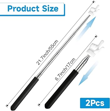 VOVIGGOL 2Pcs Telescopic Teachers Pointer, Extendable Hand Pointer Finger Pointer Stick, Mini Retractable Classroom Pointer for Elementary School Kindergarten Teacher, Classroom Supplies(Black)