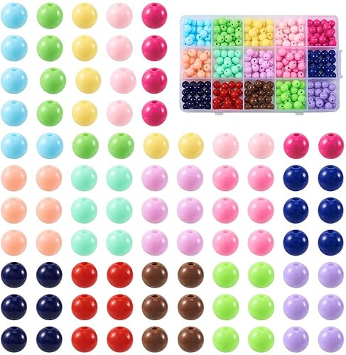 FASHEWELRY 300 cuentas redondas acrílicas de color caramelo, cuentas de poni de 0.315 pulgadas (0.315 in), lindas cuentas de chicle a granel para