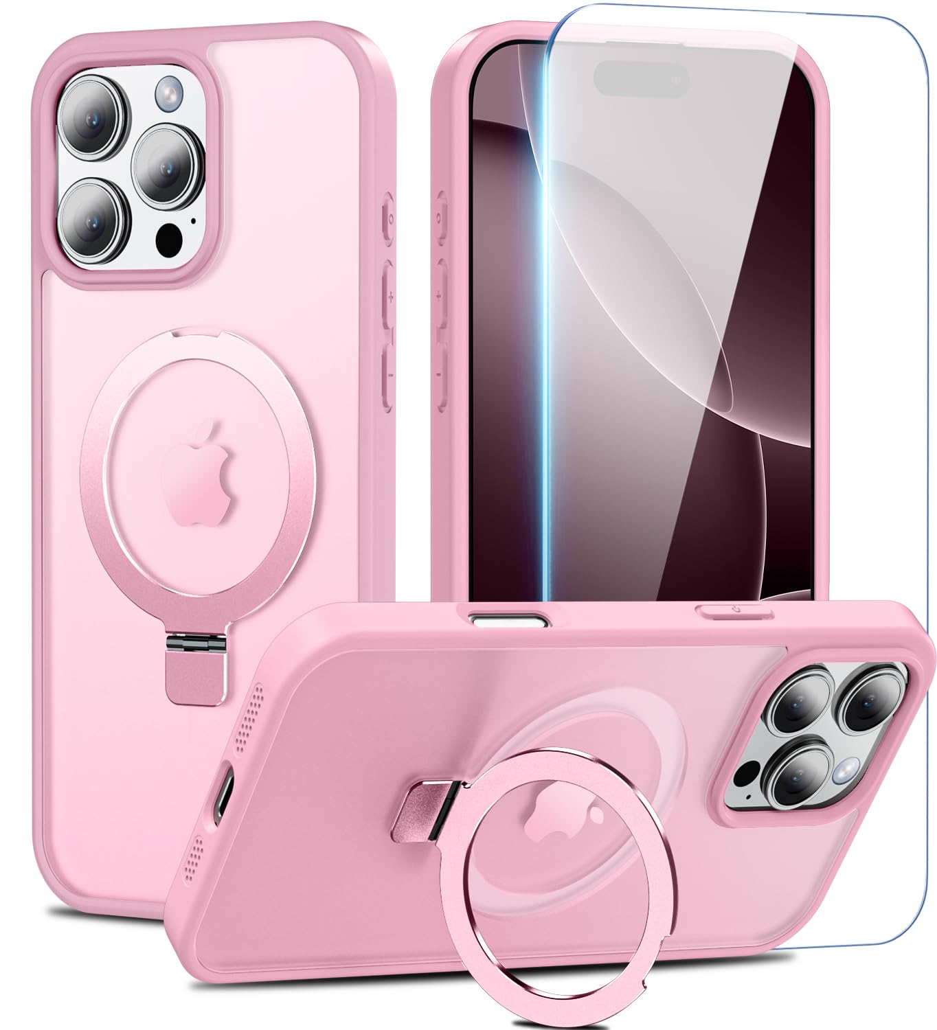 Fin2feel for iPhone 16 Pro Max Case with Magnetic Stand & Screen Protector,[12 FT Military Drop Protection] Compatible with MagSafe,Shockproof