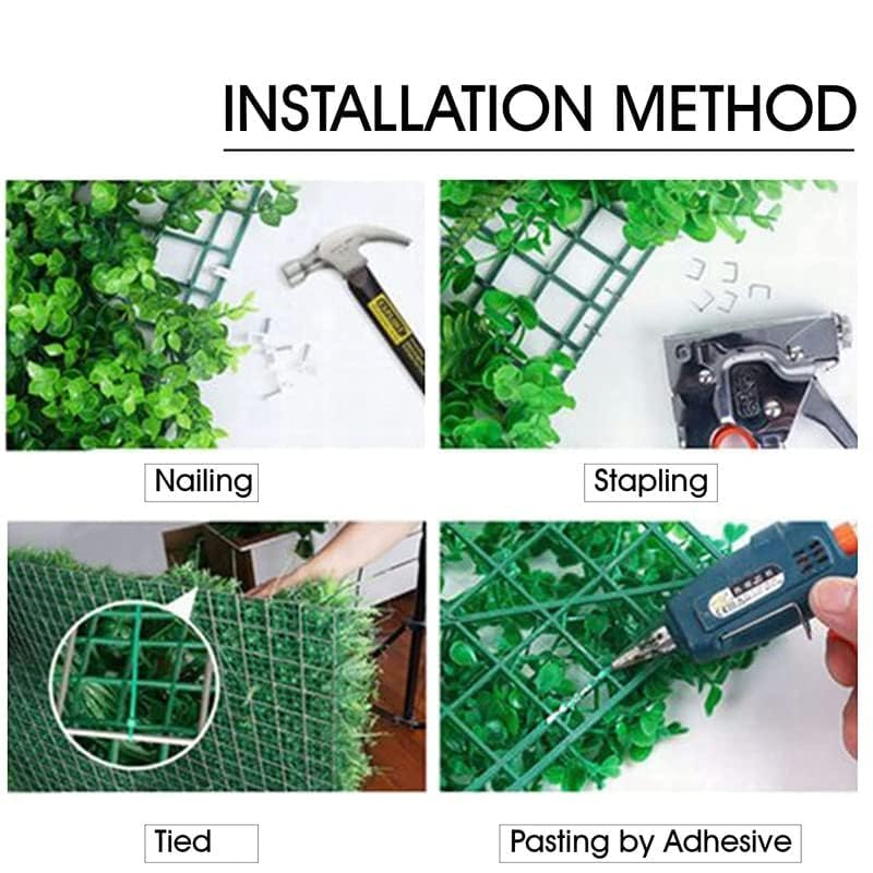 Image of Artificial Wall Grass for Home Decoration (1 Pcs) I Grass Mat for Wall I Vertical Garden Artificial Plants (Green Leaves Design, 50cm X 50cm X 5cm, Plastic, Pack of 1)