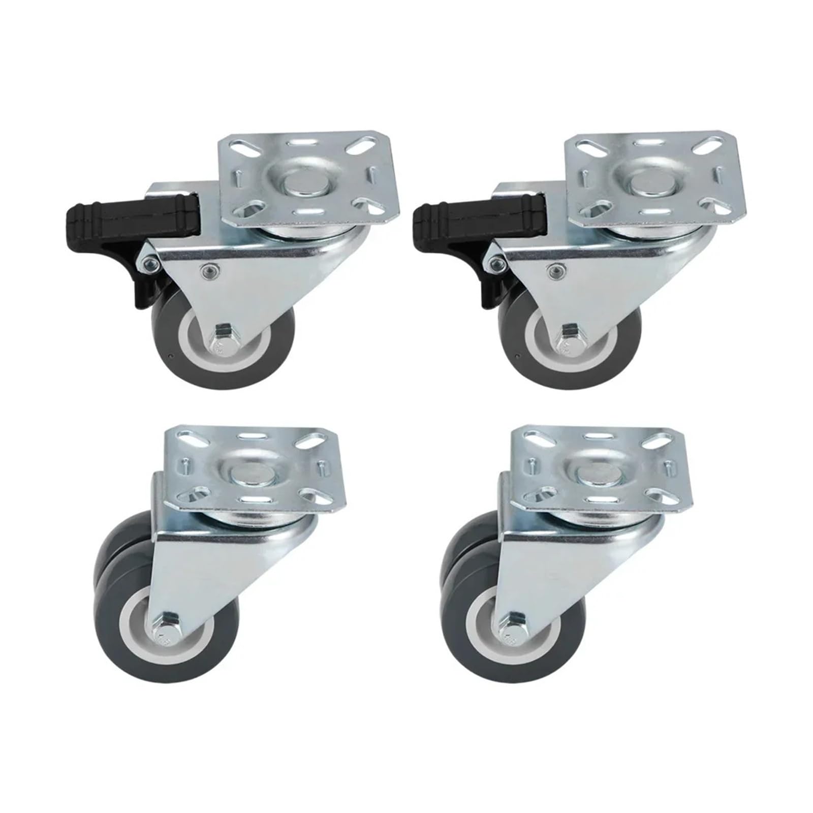 4 Stück/Set Hochleistungs-Lenkrolle mit Doppelrädern | 50 mm mit Bremse for Trolley-Möbelrollen
