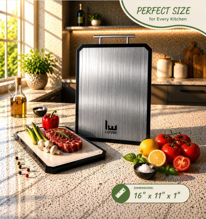 Tabla de cortar rectangular de titanio con mango miniatura 4