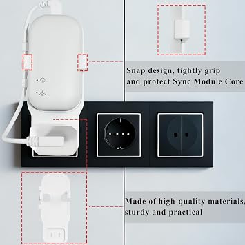 Outlet Wall Mount Compatible with Blink Sync Module Core,Blink Outdoor 4/2K+ Sync Module Mount Holder,No Messy Wires,Space-Saving USB-C Cable Module Holder Bracket