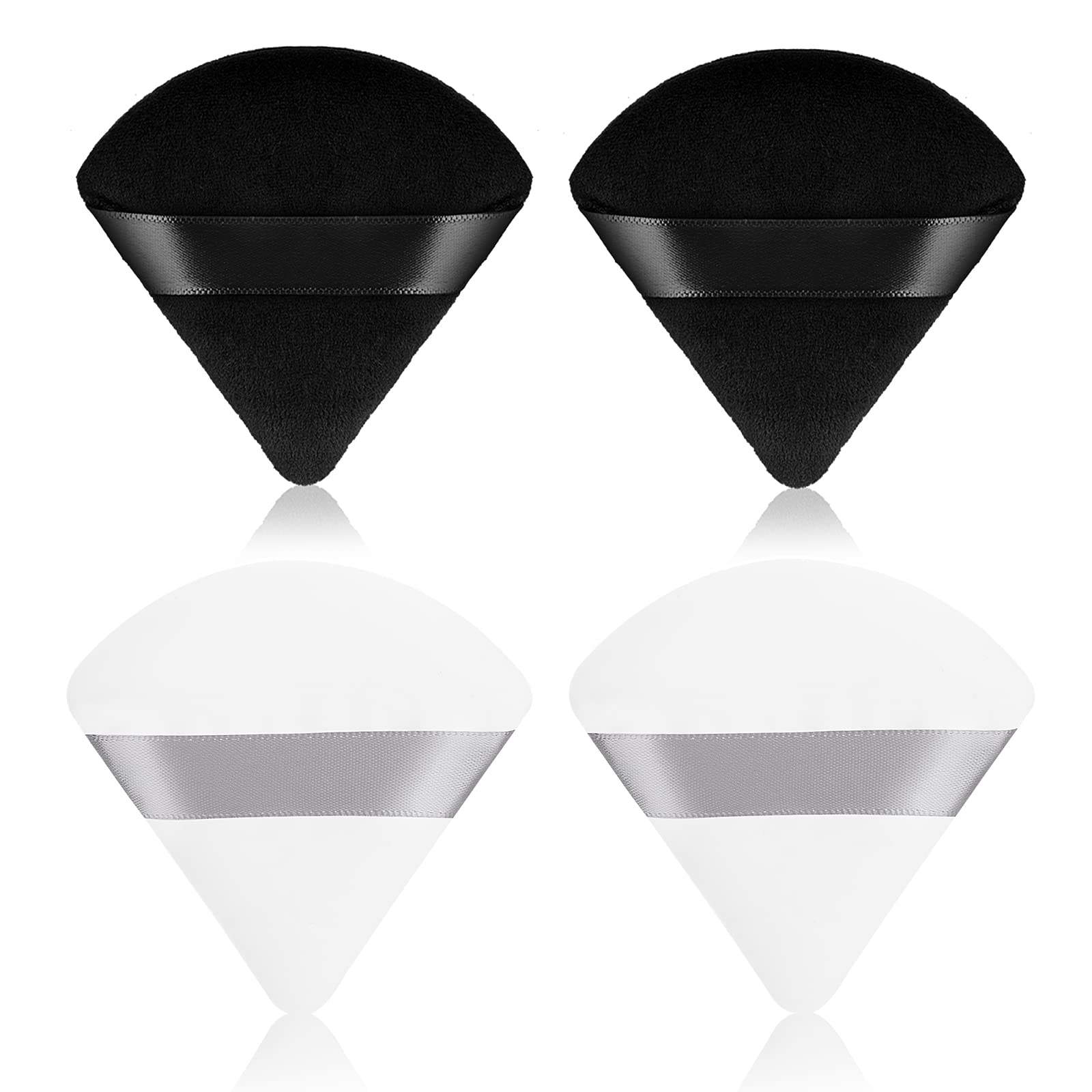 Sibba 4 Pieces Triangle Powder Puffs Face Cosmetic Powder Puff Washable Reusable Soft Plush Powder Sponge Makeup Foundation Sponge for Face Body Loose Powder Wet Dry Makeup Tool