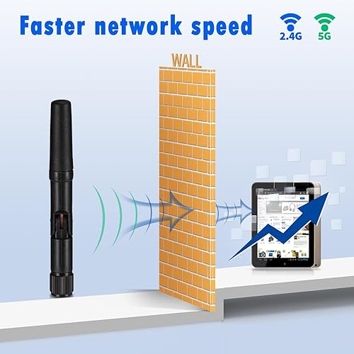 Miniatura 12 de Eightwood Antena WiFi pequeña de banda dual 2.4GHz 5GHz RP-SMA antena macho con RP-SMA cable hembra 9.8in para tarjeta de red M.2 NGFF PC Paquete
