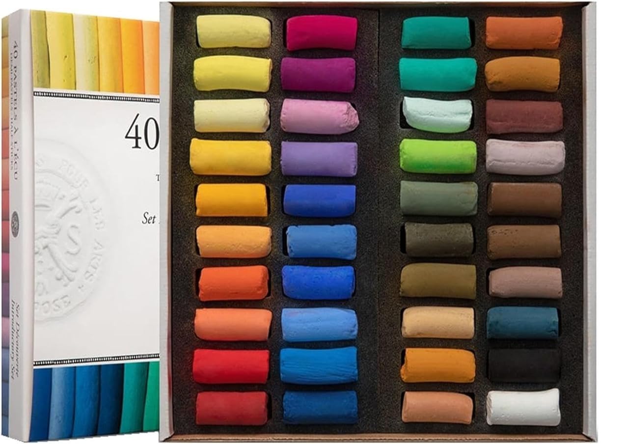 Sennelier ensemble de Pastel secs 40 demi-pastels tendres à l'écu Pastel Extra Fins SÉLECTION General et 2 cartes