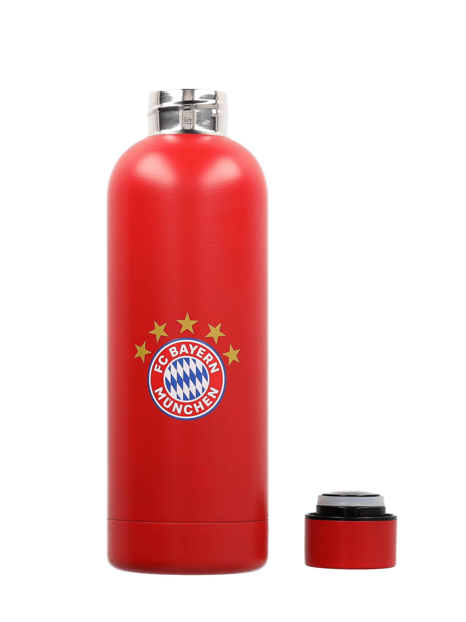 FC Bayern München Trinkflasche Mit Bügelverschluss – 425 Ml, Grau, BPA-frei, Perfekt Für Schule, Sport & Büro