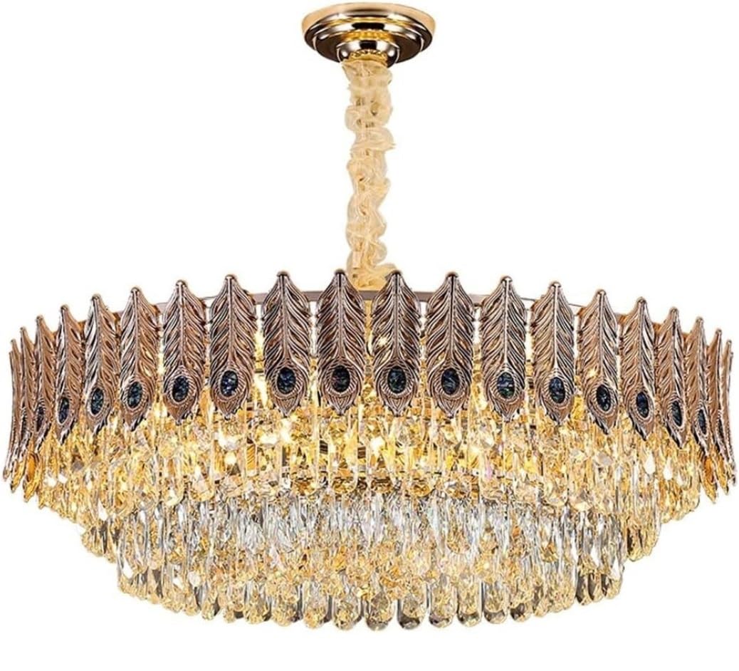 Kitchen Lights Ceiling,Chandelier Gold K9 Crystal Chandeliers Hanging Lamp Modern Round Pendant Lighting, For Living Room Dining Bedroom for Villa(60cm)