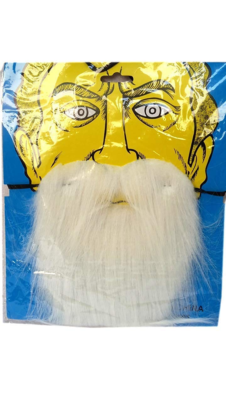 Artificial Fake Beard for Costume Party Accessory/Party Props Free Size, for Boys & Girls (Free, White)
