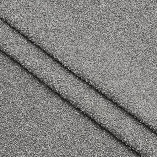 FINGERINSPIRE 1 Yard/0.9M Teddy Bears Fabric with Little Curls 160cm Wide Gray Knitted Plush Fabric Fur for Teddy Bear Making