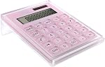 Acrylic Calculator with Stand, Battery and Solar Hybrid Powered Basic Calculator 12-Digit LCD Display,Home Office Desktop Accessories(Gold)