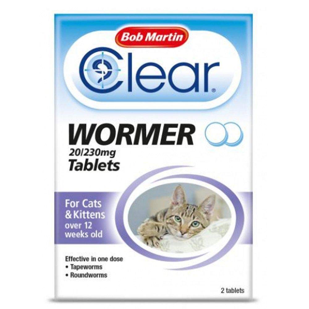 Clear Wormer Tablets for Cats and Kittens over 12 Weeks Old - 2 Tablets